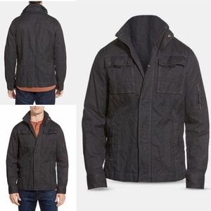 Jeremiah Thorne Coated Canvas Field‎ Jacket Dark Grey Rufus Pockets Utility